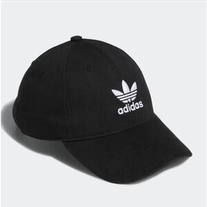 Adidas Hat Mens One Size Black White Logo Relaxed Strap Back Cap Cotton